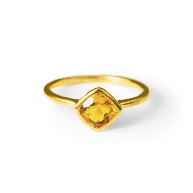 Diamond Shape Citrine Stacking Ring • November Birthstone