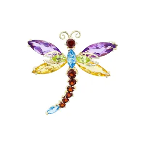 Dragonfly Pin with Amethyst, Garnet, Topaz, Peridot and Citrine
