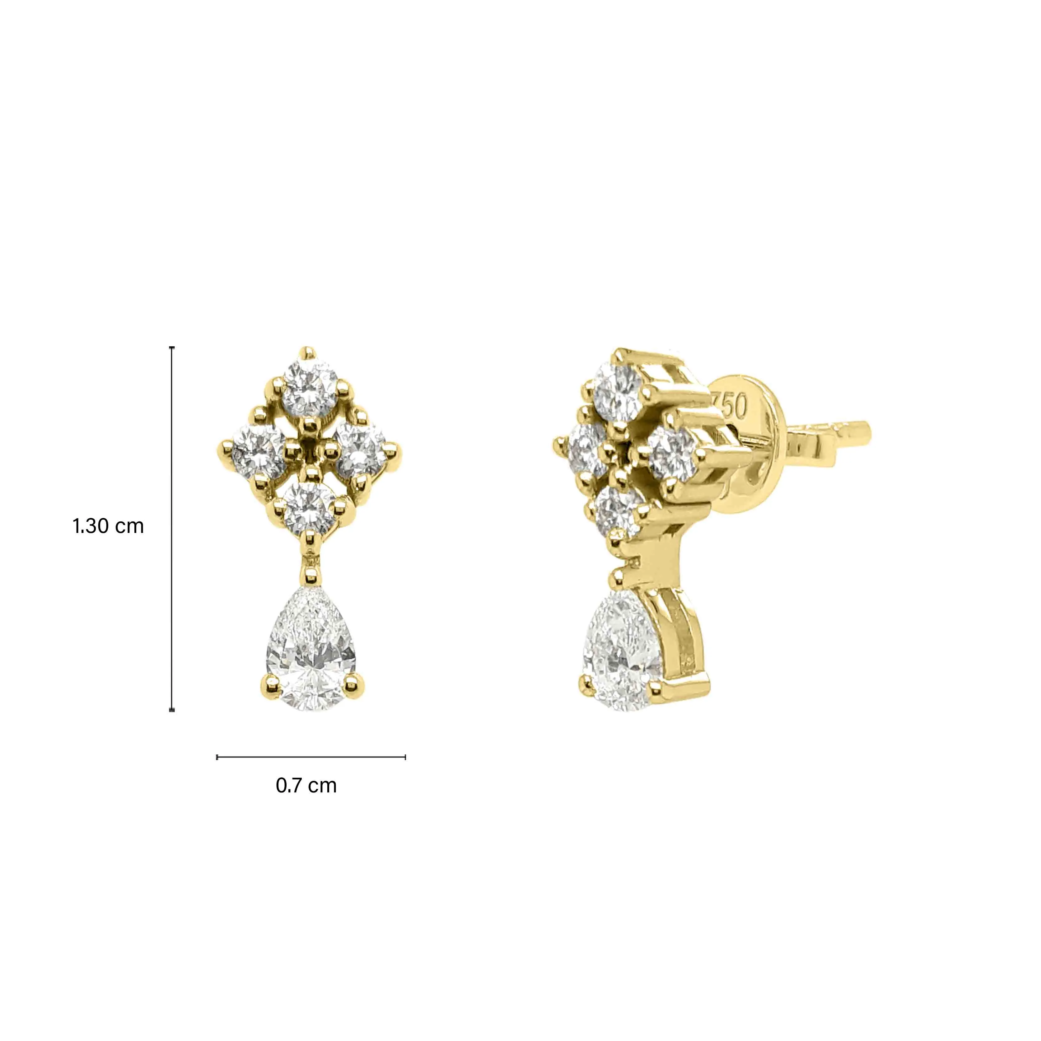Drop Pear Round Diamond Earrings