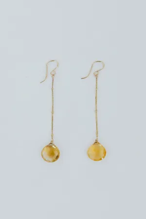 Drop Satellite Chain Earrings - Citrine