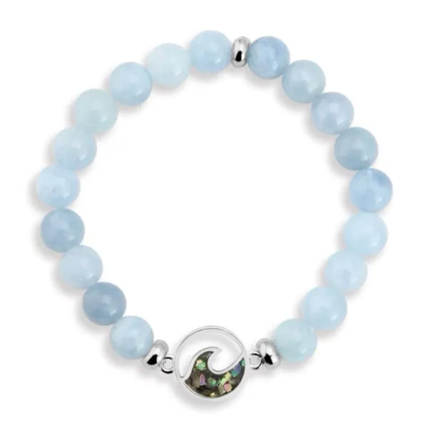 Dune Jewelry - Cresting Wave Beaded Bracelet - Aquamarine 7 Inches
