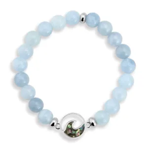 Dune Jewelry - Cresting Wave Beaded Bracelet - Aquamarine 7 Inches