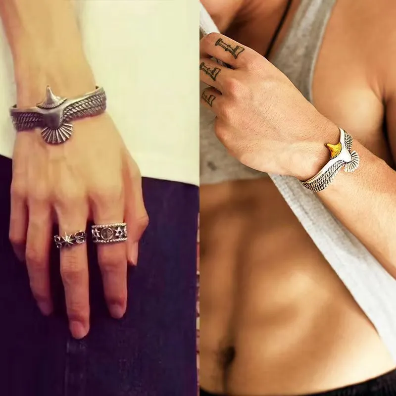 Eagle Locomotive Chain Exquisite Sterling Silver Solid Men's Bracelet.
