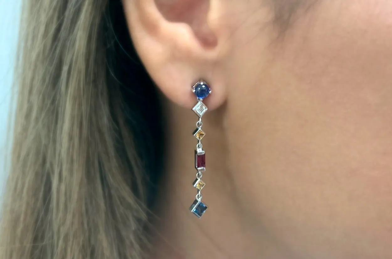 Earrings 18kt Gold Gemstone Drops & Diamonds