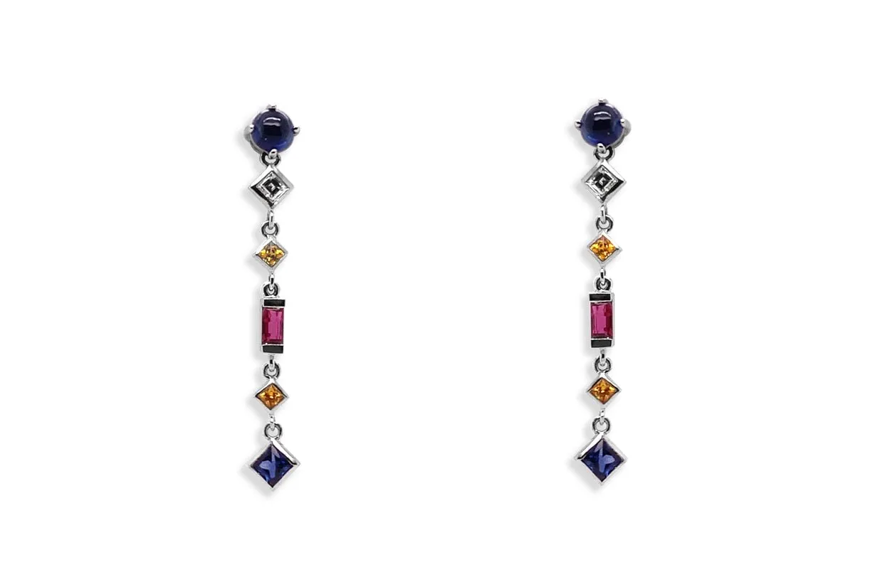 Earrings 18kt Gold Gemstone Drops & Diamonds