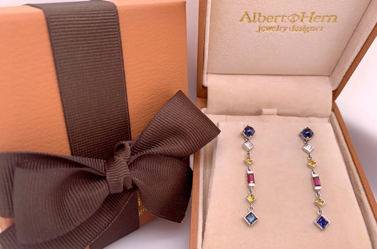 Earrings 18kt Gold Gemstone Drops & Diamonds