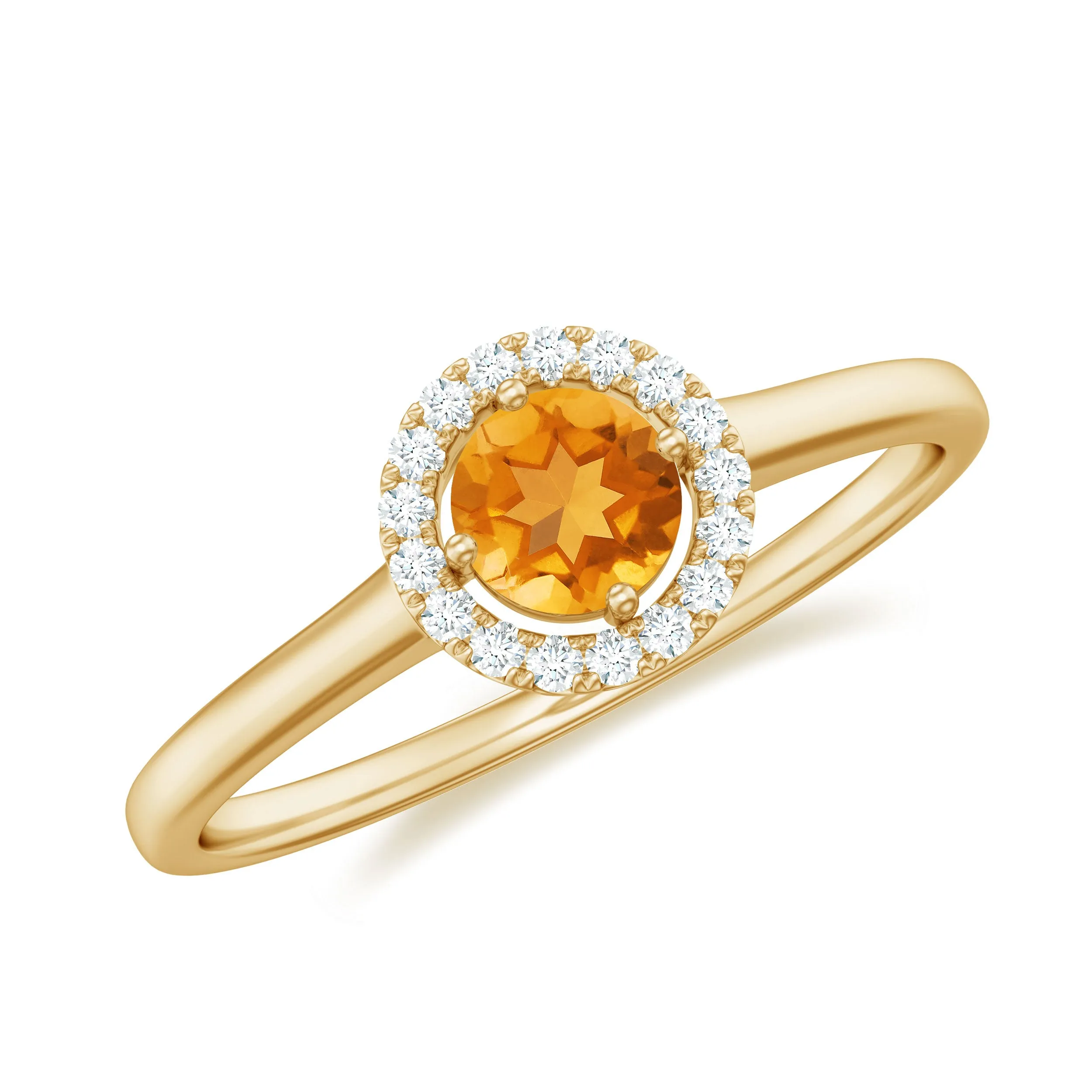 Elegant Citrine Promise Ring with Diamond Halo