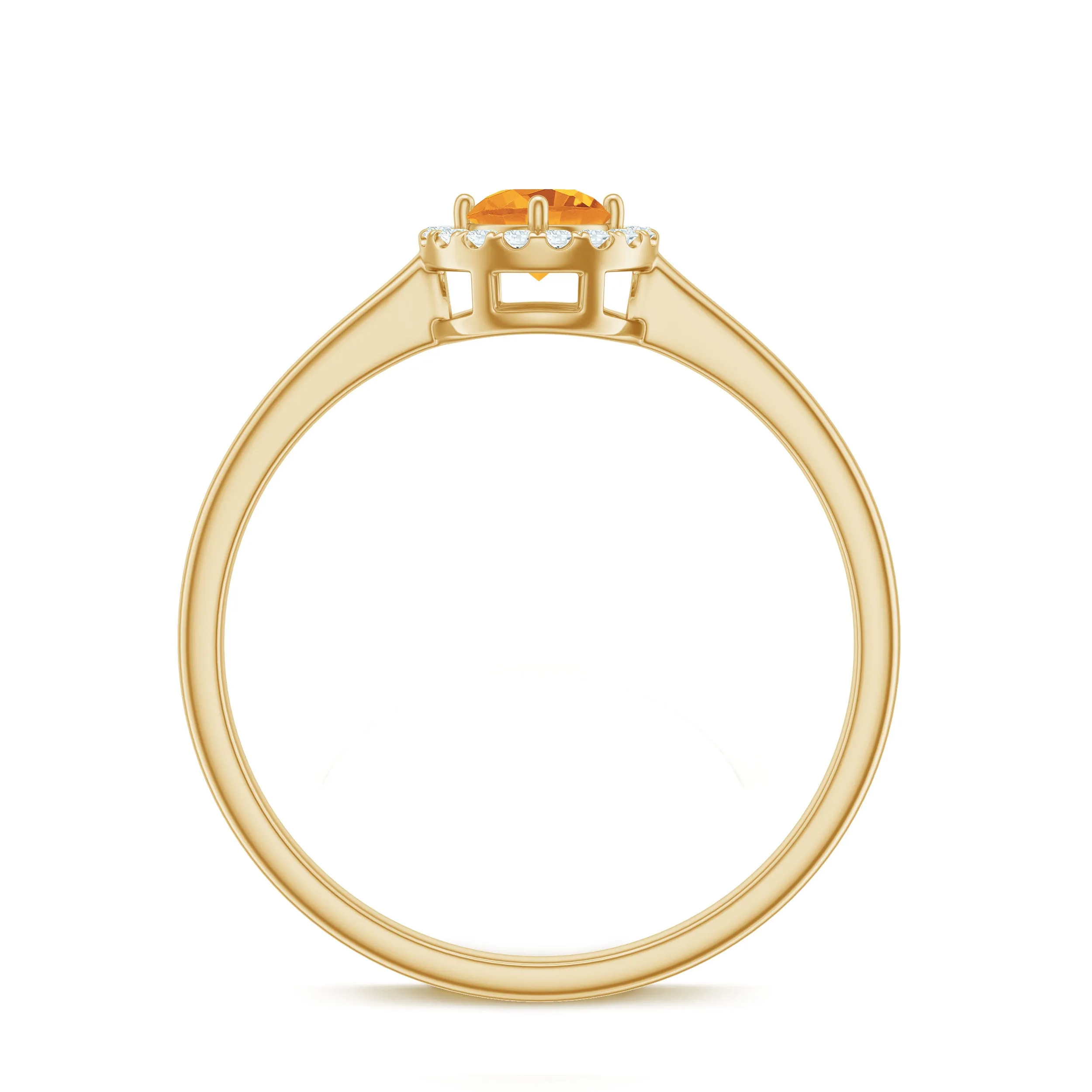 Elegant Citrine Promise Ring with Diamond Halo