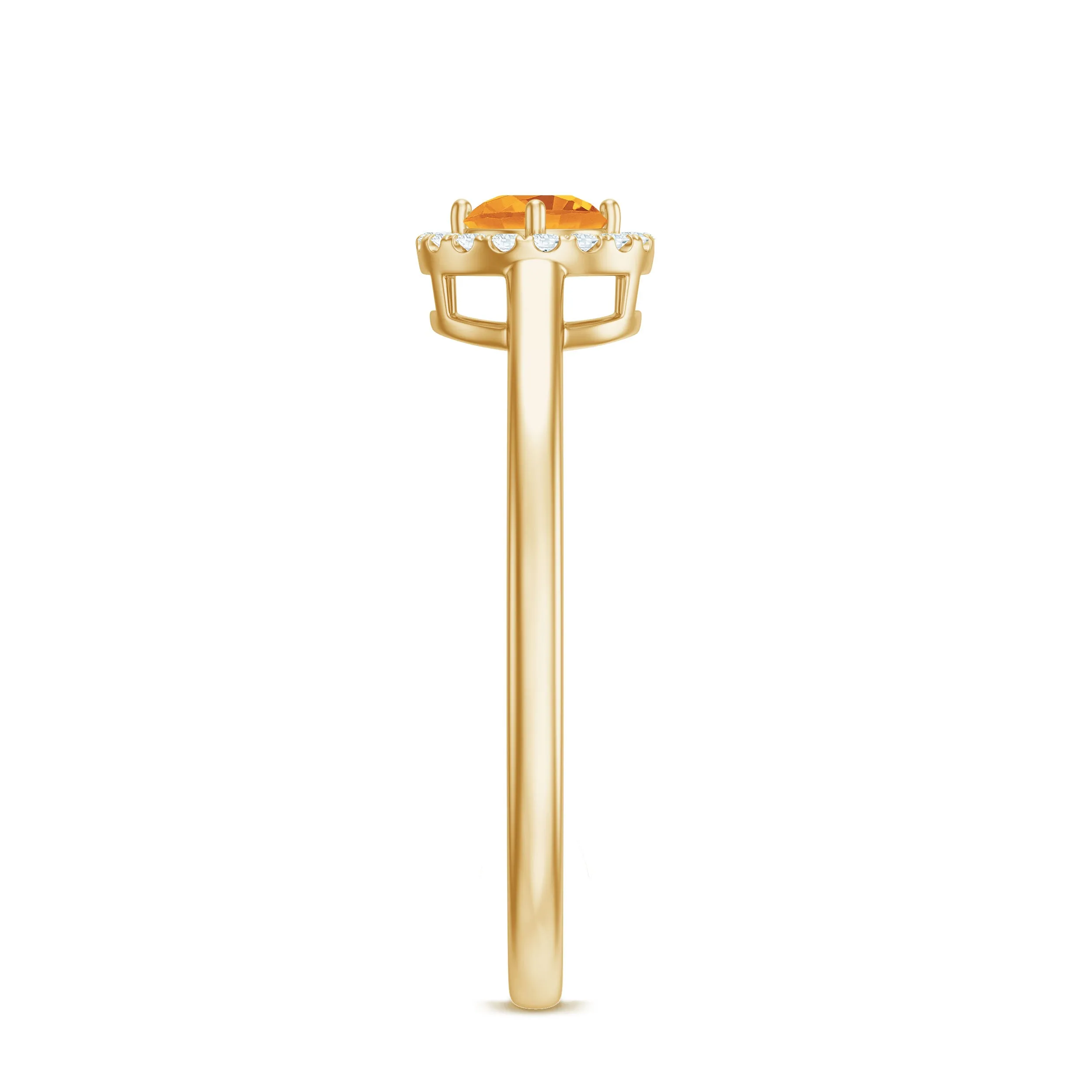 Elegant Citrine Promise Ring with Diamond Halo