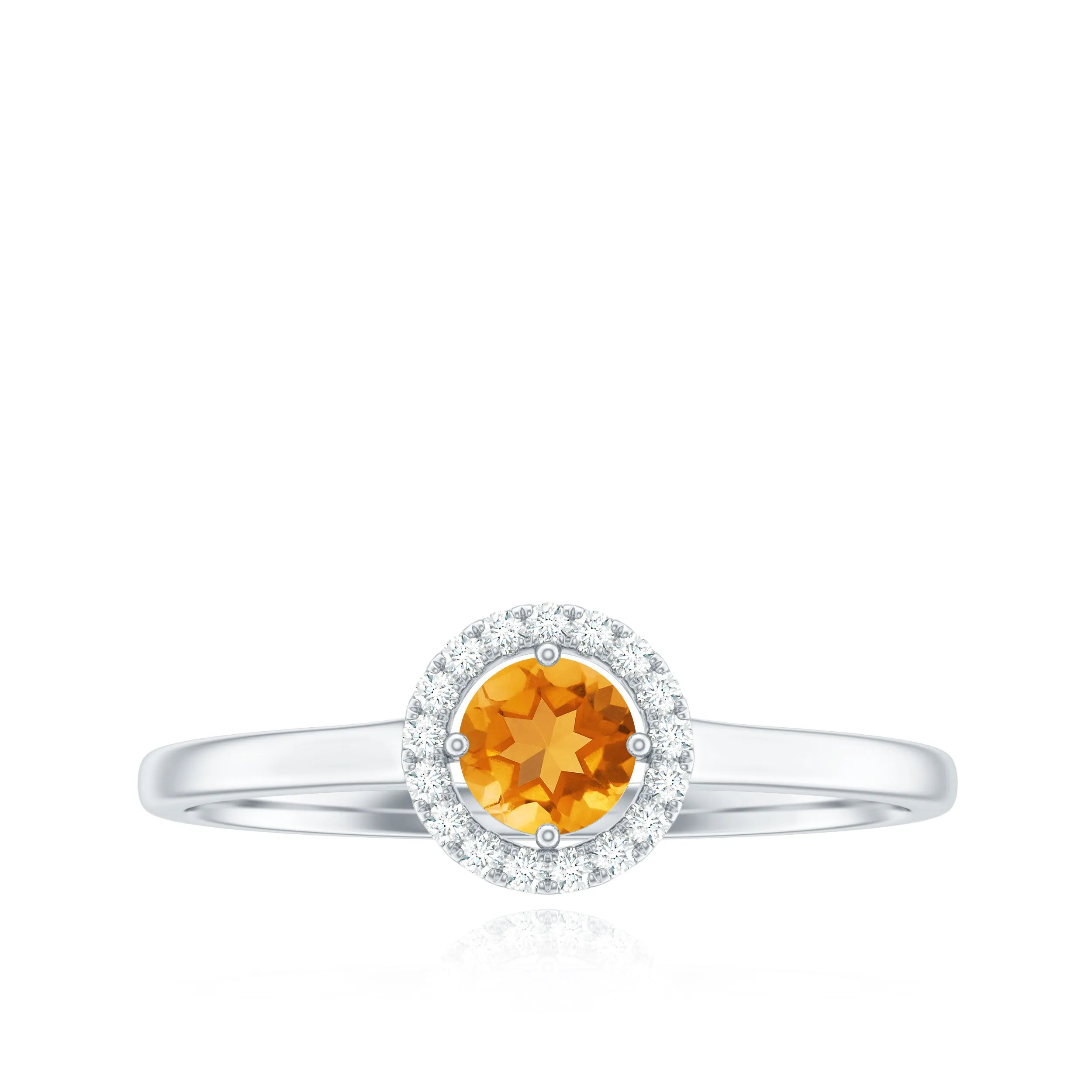 Elegant Citrine Promise Ring with Diamond Halo