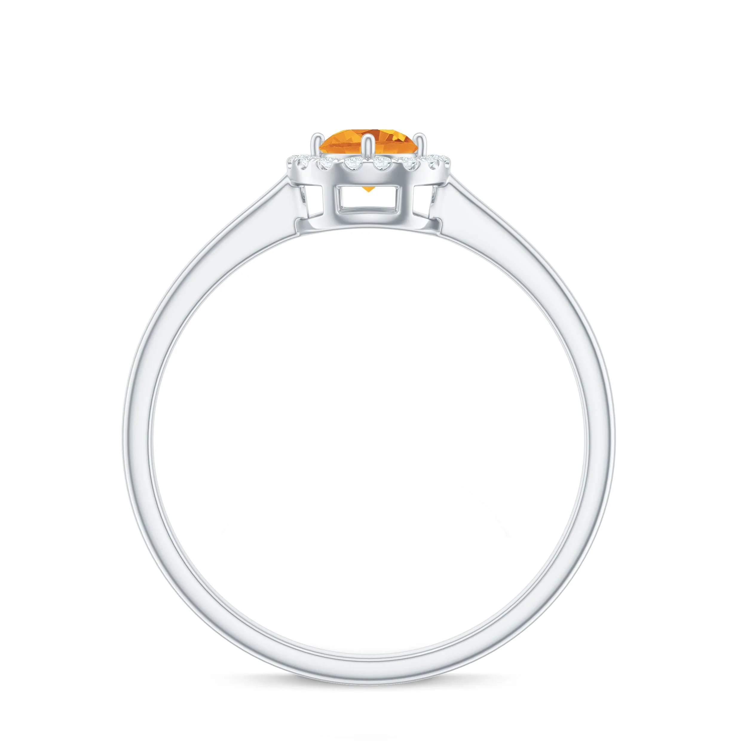 Elegant Citrine Promise Ring with Diamond Halo