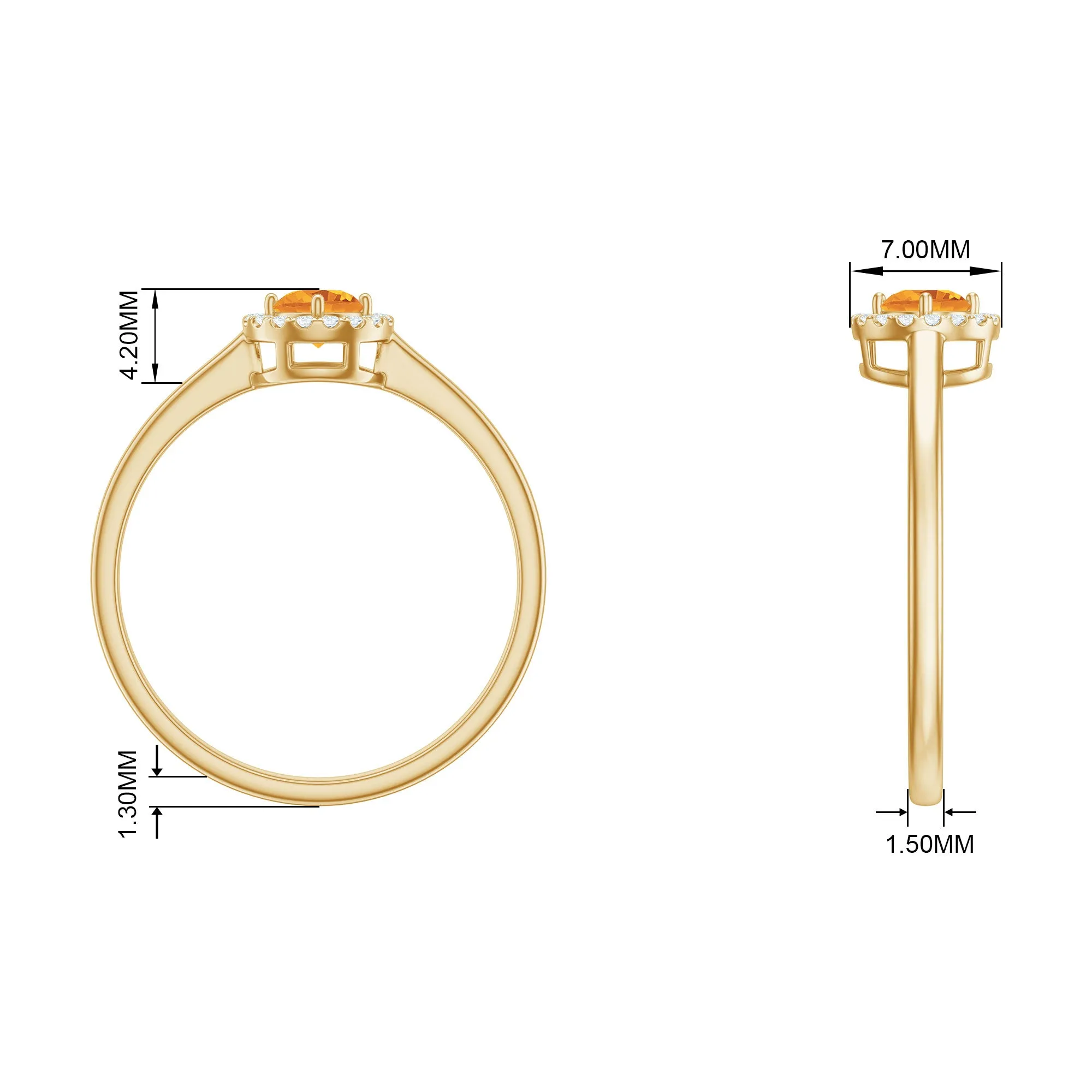 Elegant Citrine Promise Ring with Diamond Halo