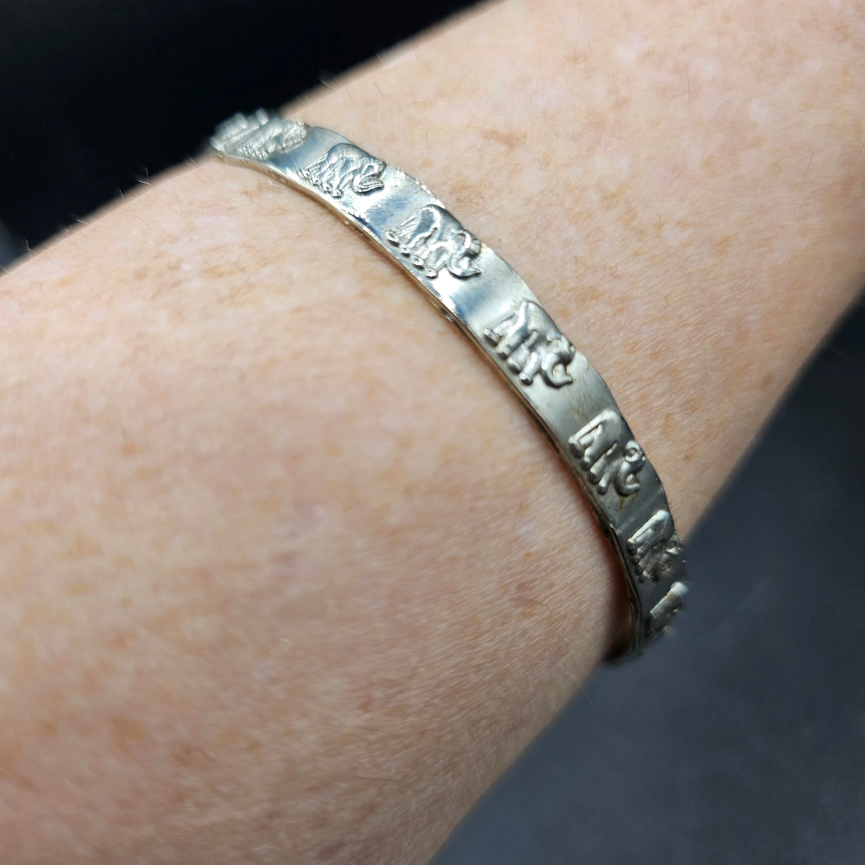 Elephant Silver Tone Metal Bangle
