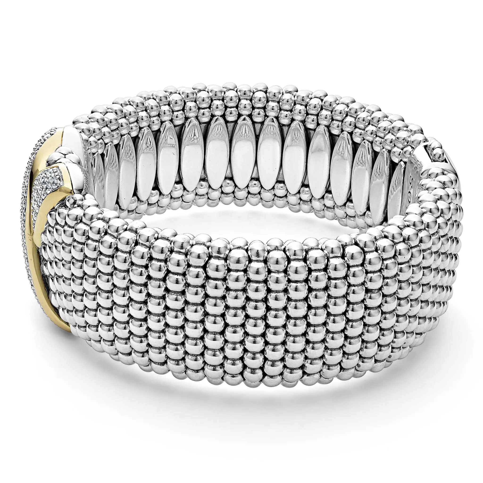 Embrace Two-Tone X Diamond Caviar Bracelet | 23mm