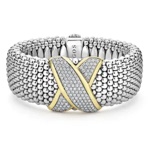 Embrace Two-Tone X Diamond Caviar Bracelet | 23mm