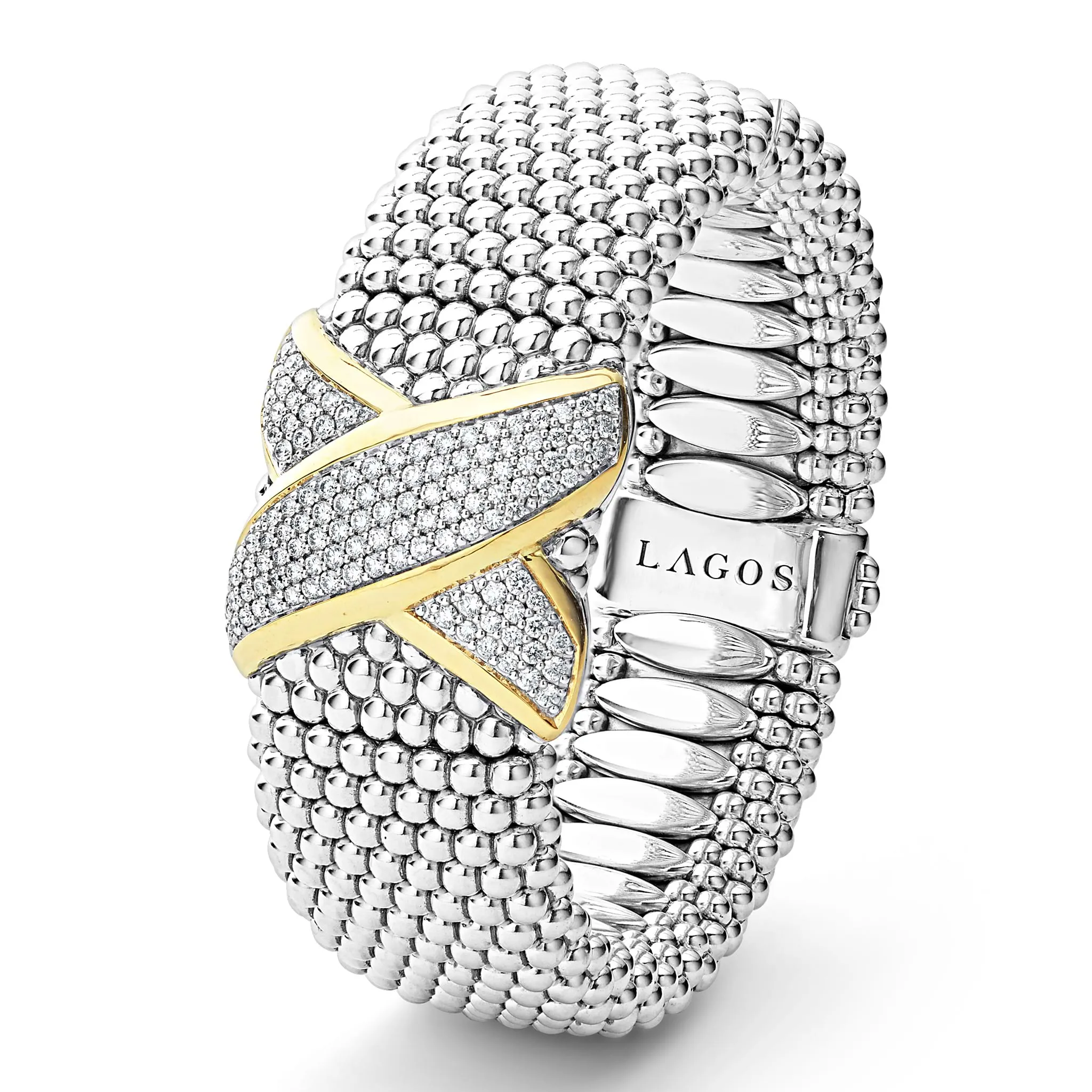 Embrace Two-Tone X Diamond Caviar Bracelet | 23mm