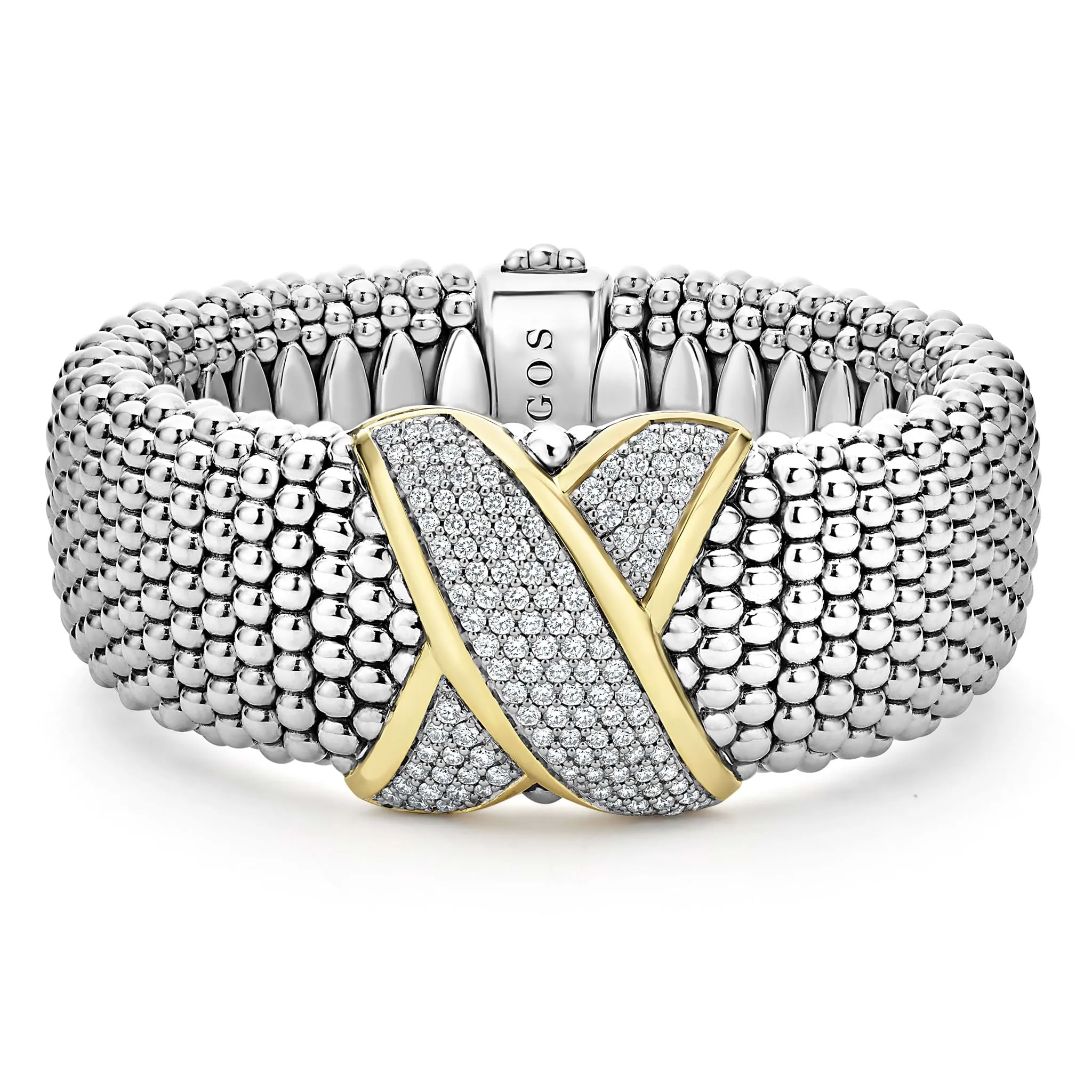 Embrace Two-Tone X Diamond Caviar Bracelet | 23mm