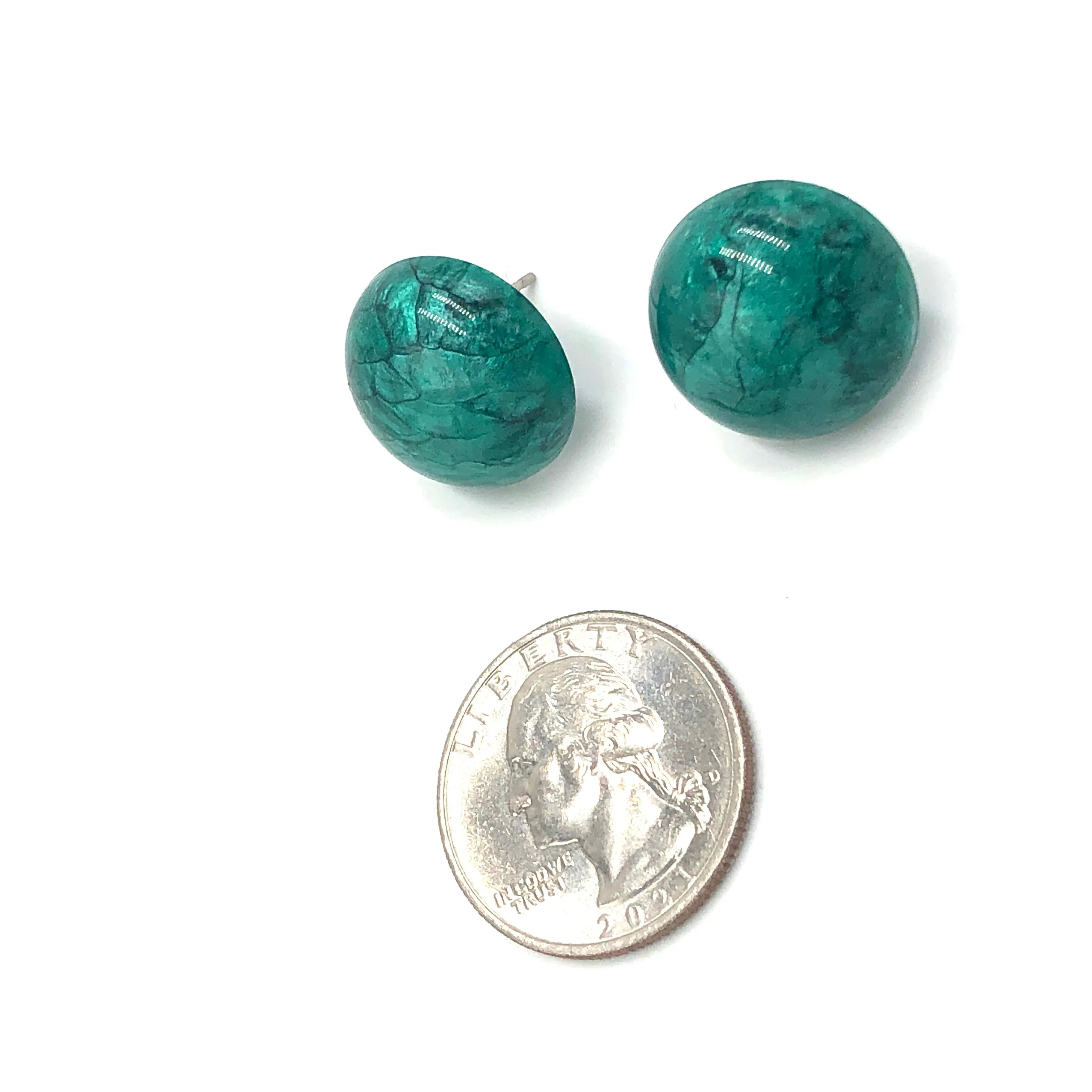 Emerald Capiz Lucite Stud Earrings *