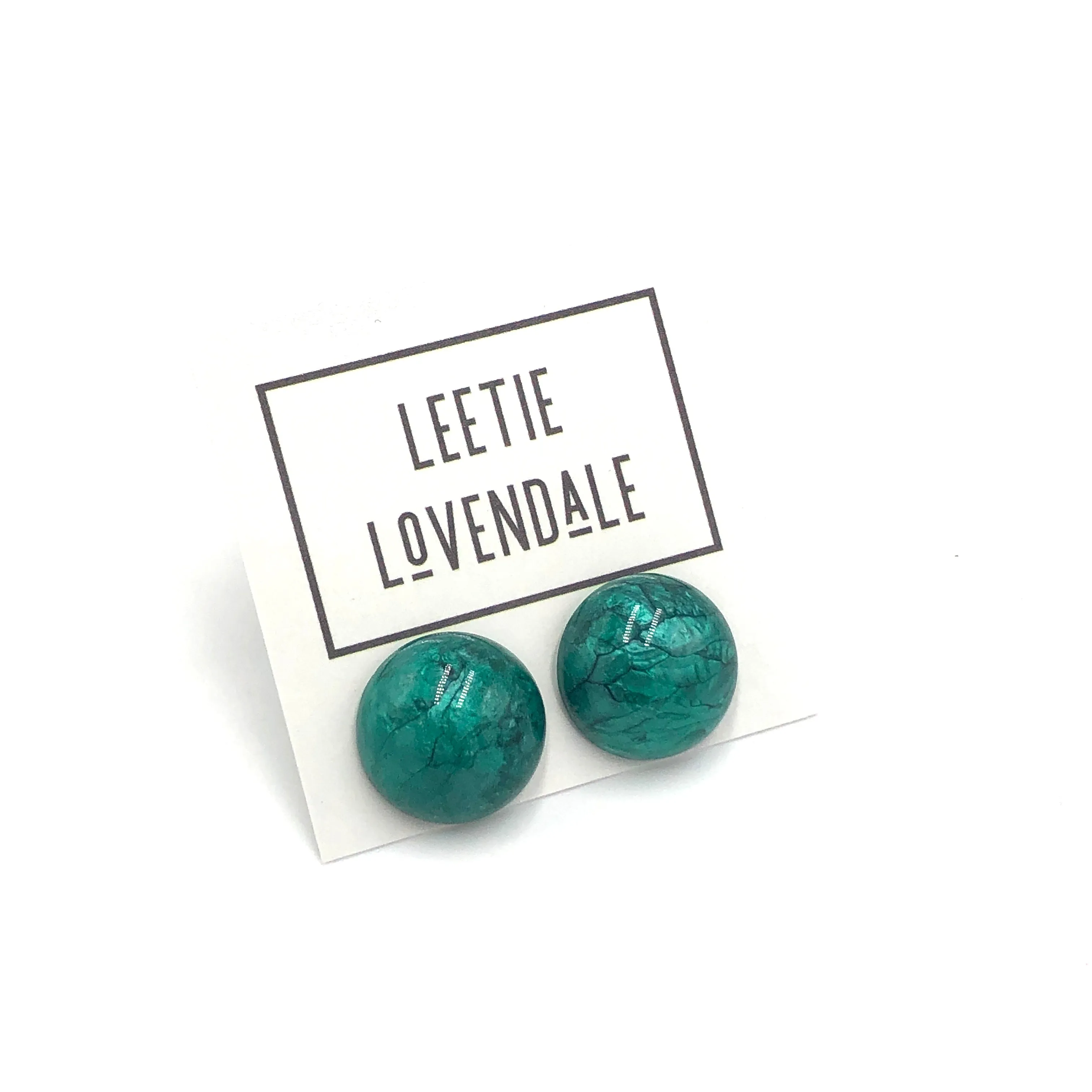 Emerald Capiz Lucite Stud Earrings *