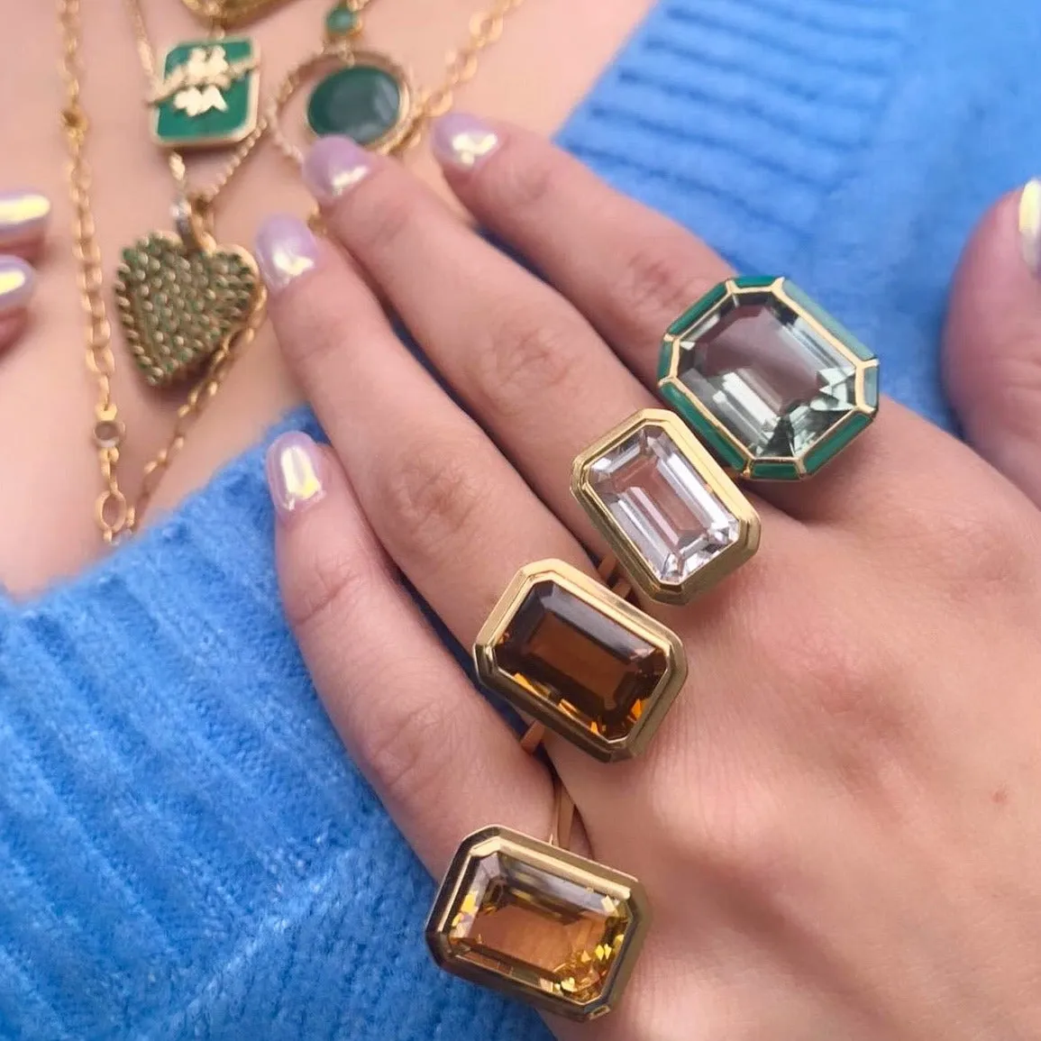 Emerald-Cut Citrine Ring