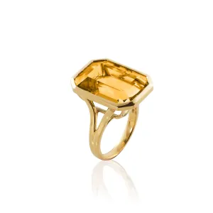 Emerald-Cut Citrine Ring