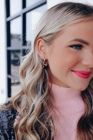 Emerald Cut Huggie Earrings - Black