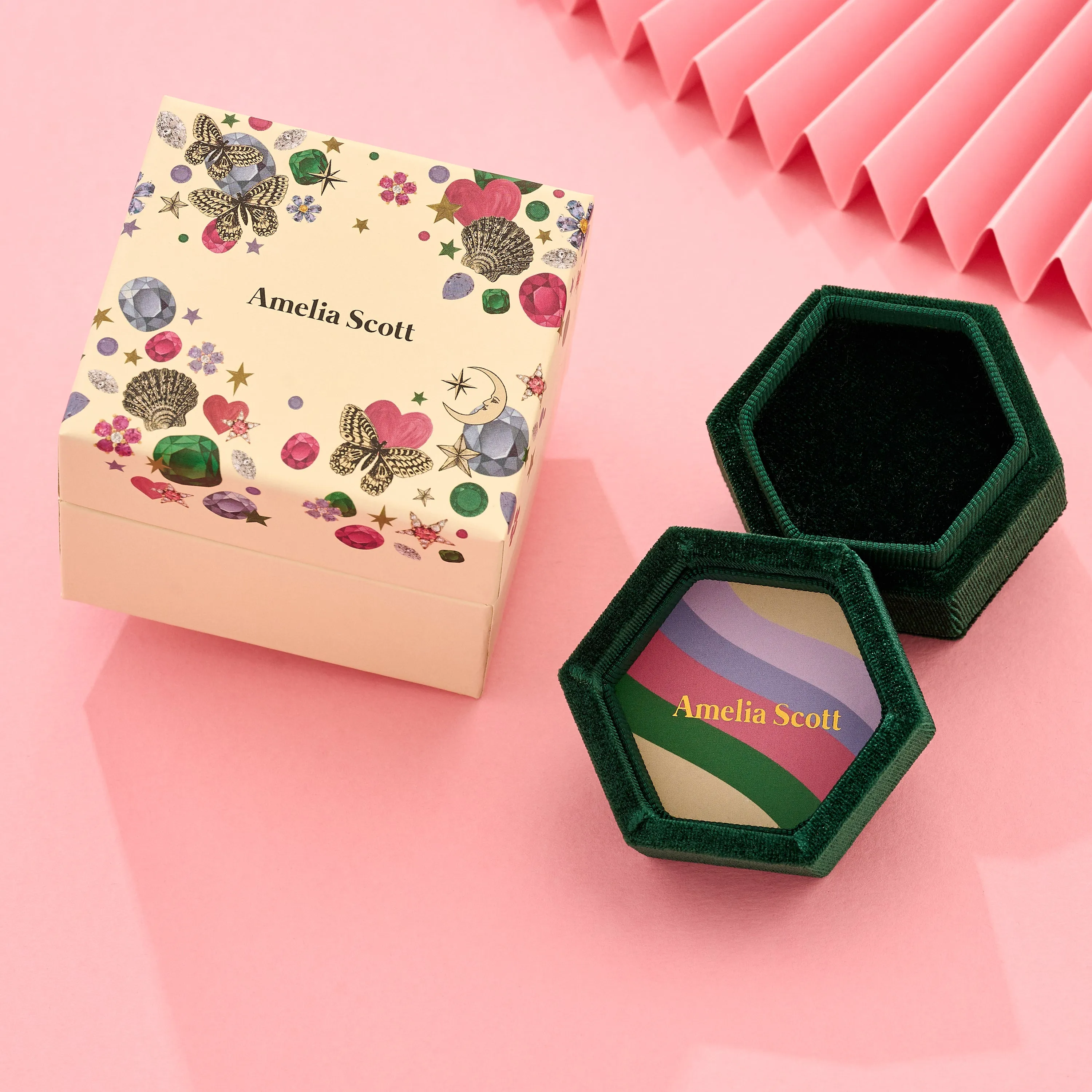 Esme Statement Rose/Emerald Stud Earrings - Gold - AS22TRE09
