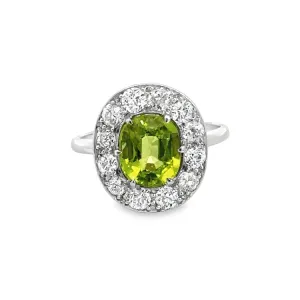 Estate Peridot & Diamond Ring, 18Kt