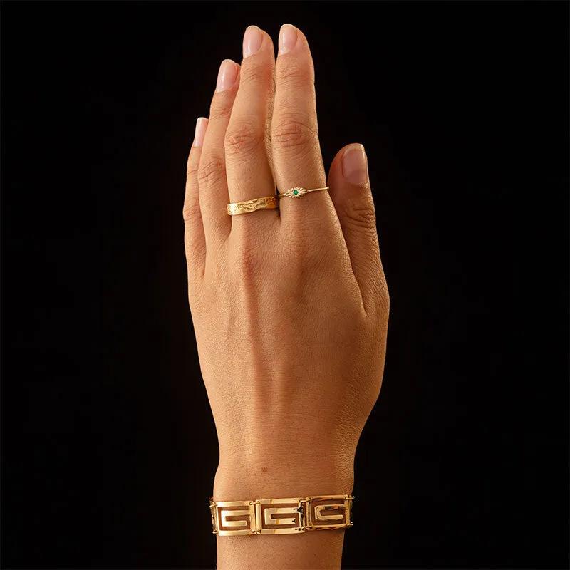 Evil Eye Ring, Emerald, 9kt Yellow Gold