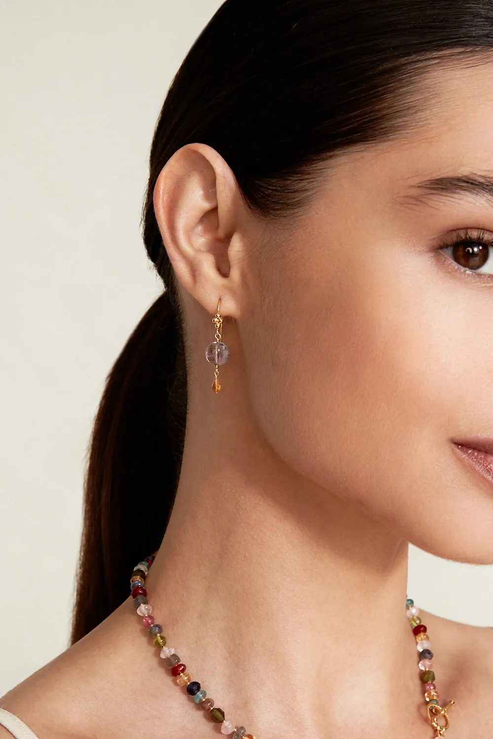 Fiona Drop Earrings Amethyst Mix