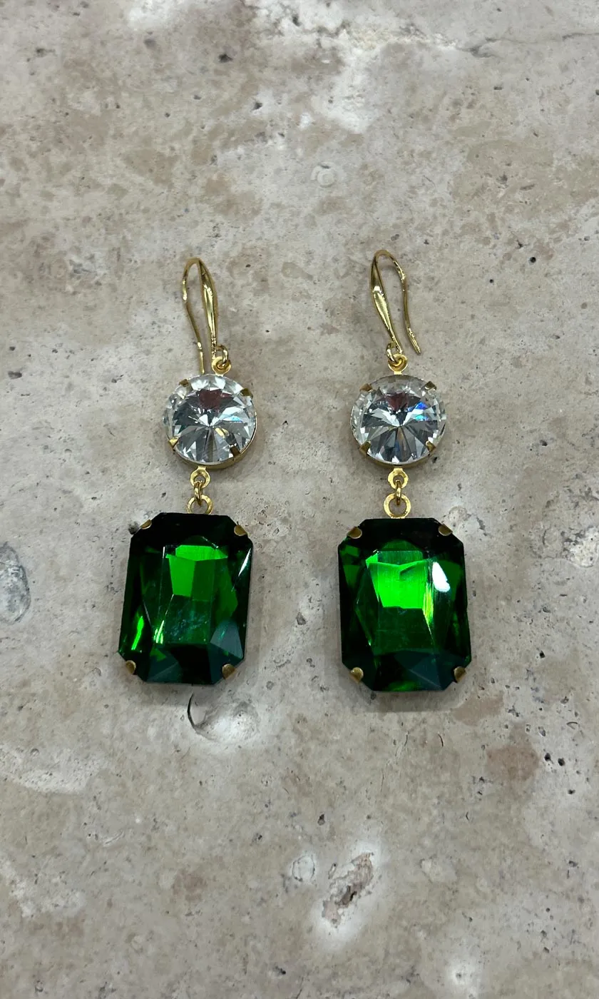 Fleur Emerald Two Drop Hook Earrings