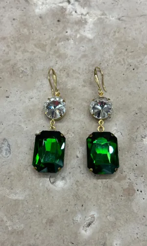 Fleur Emerald Two Drop Hook Earrings