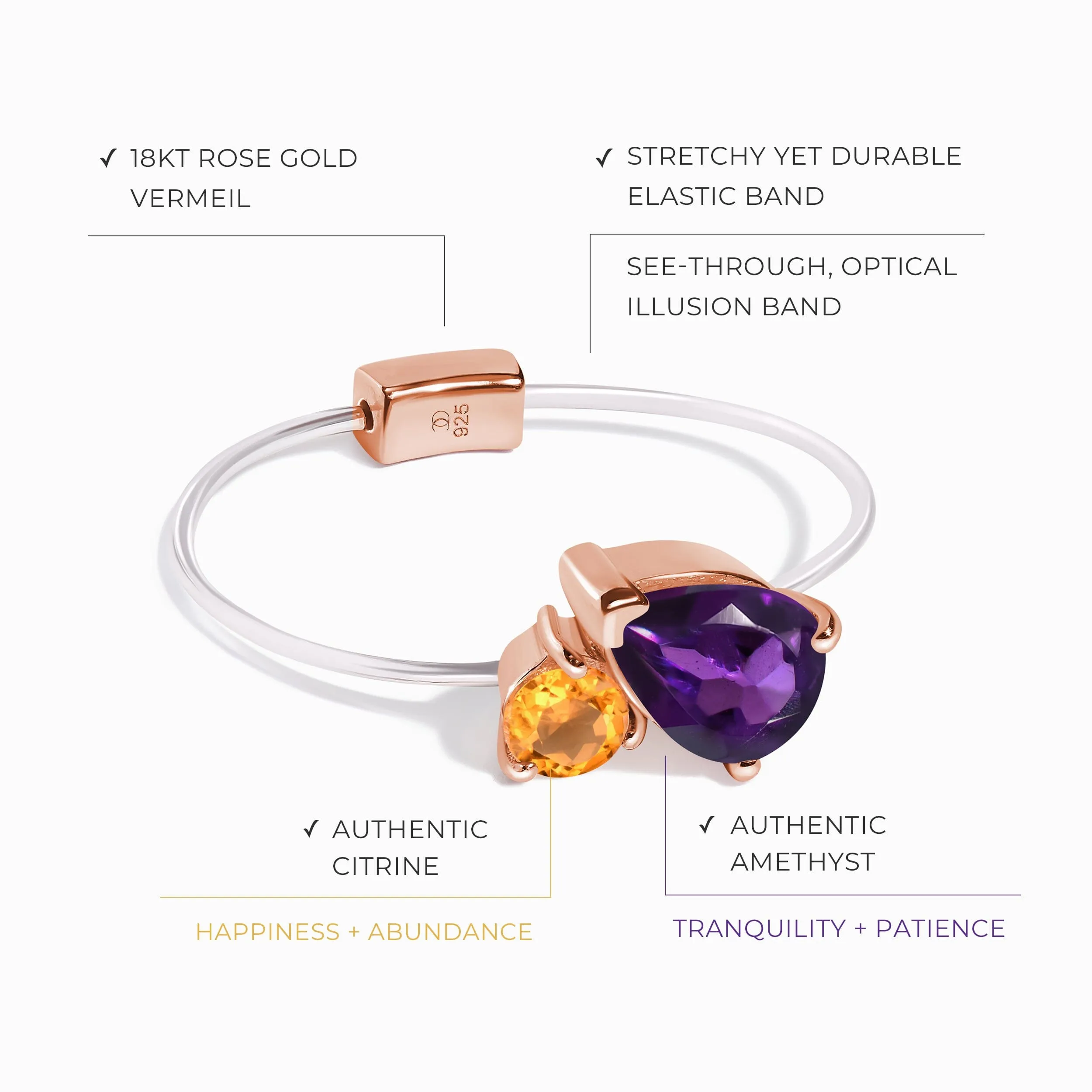 Floating Ring - Toi Et Moi Amethyst & Citrine