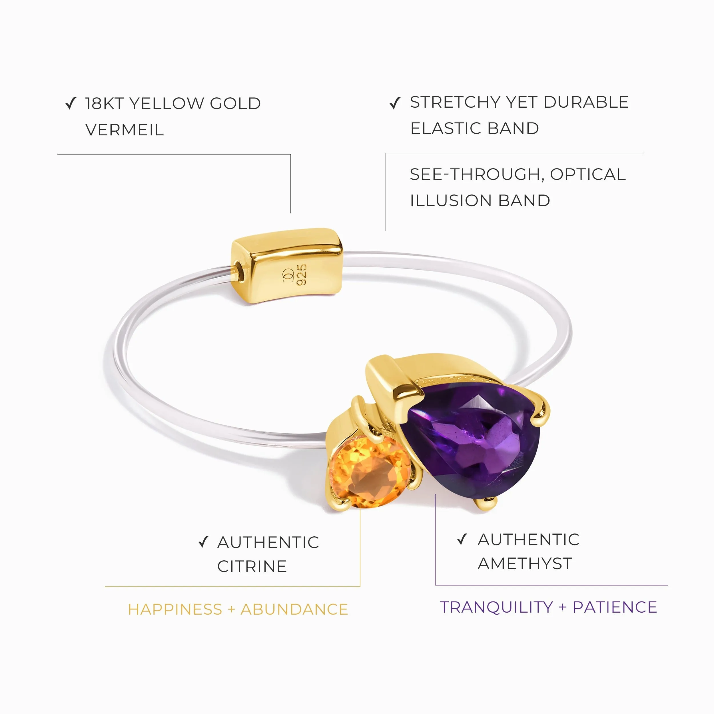 Floating Ring - Toi Et Moi Amethyst & Citrine