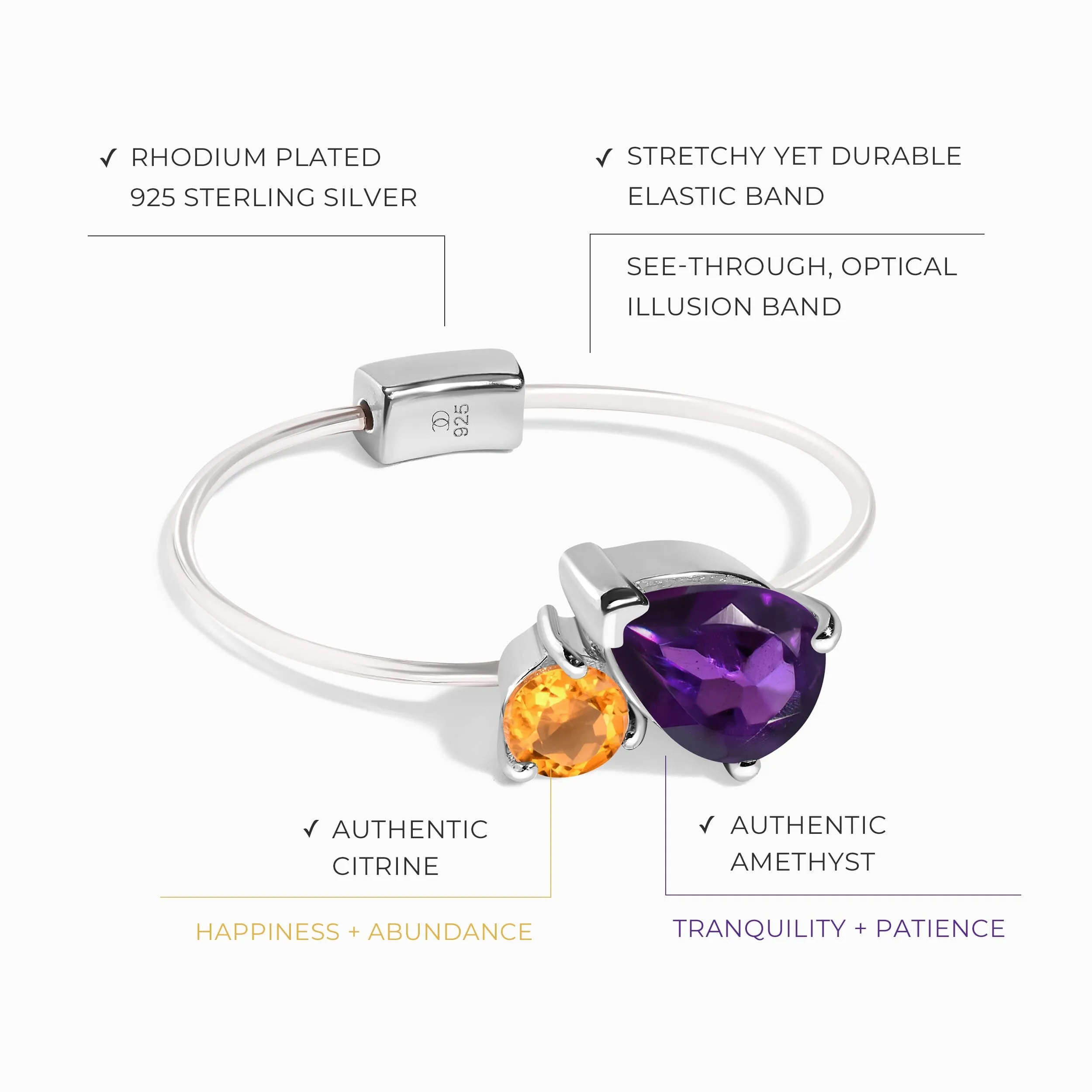 Floating Ring - Toi Et Moi Amethyst & Citrine