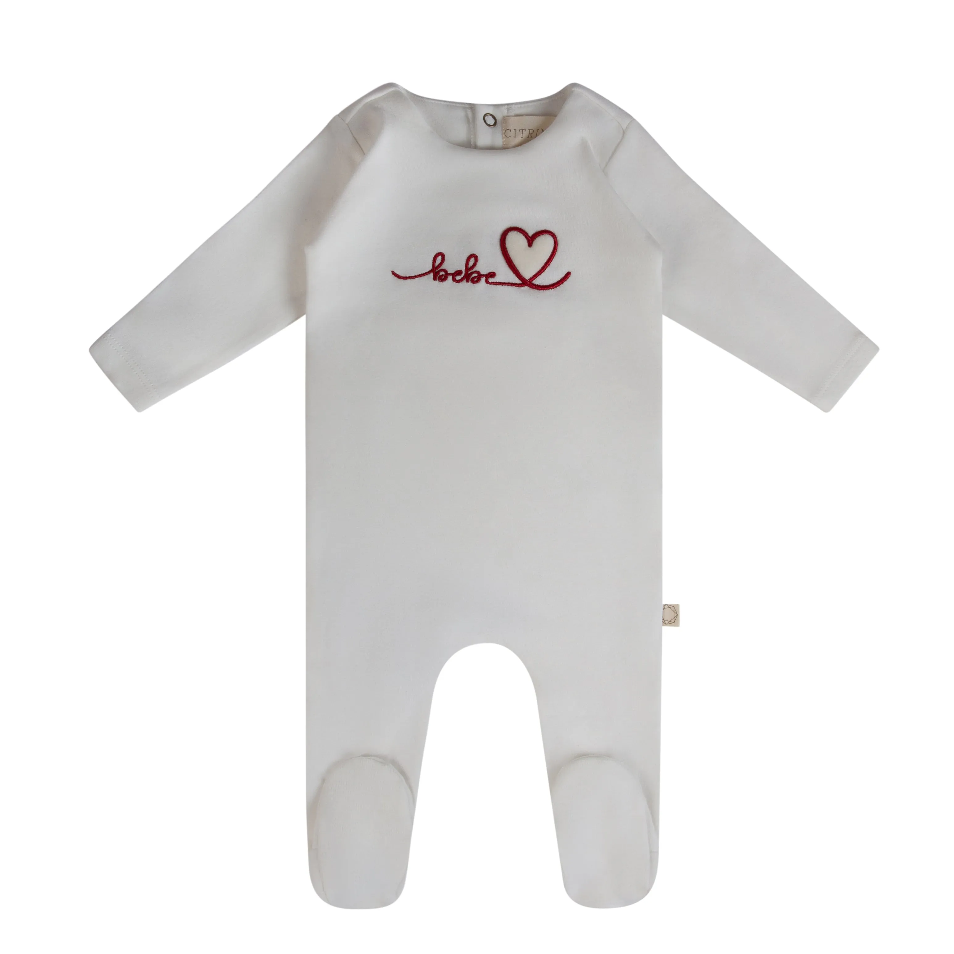 footie heart typography with bonnet - white/red
