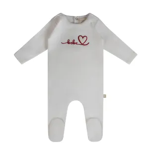 footie heart typography with bonnet - white/red