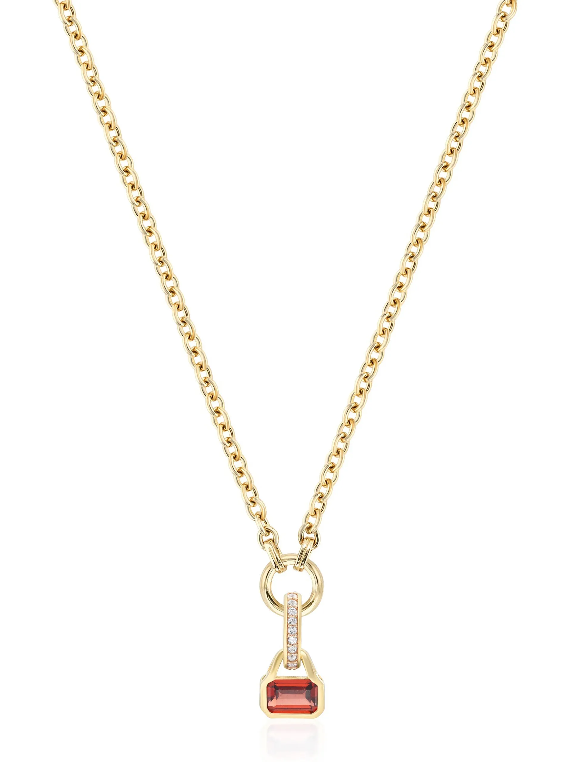 Garnet charm on carrier chain