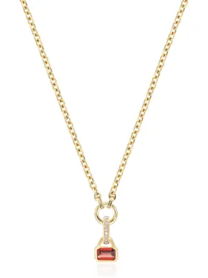 Garnet charm on carrier chain