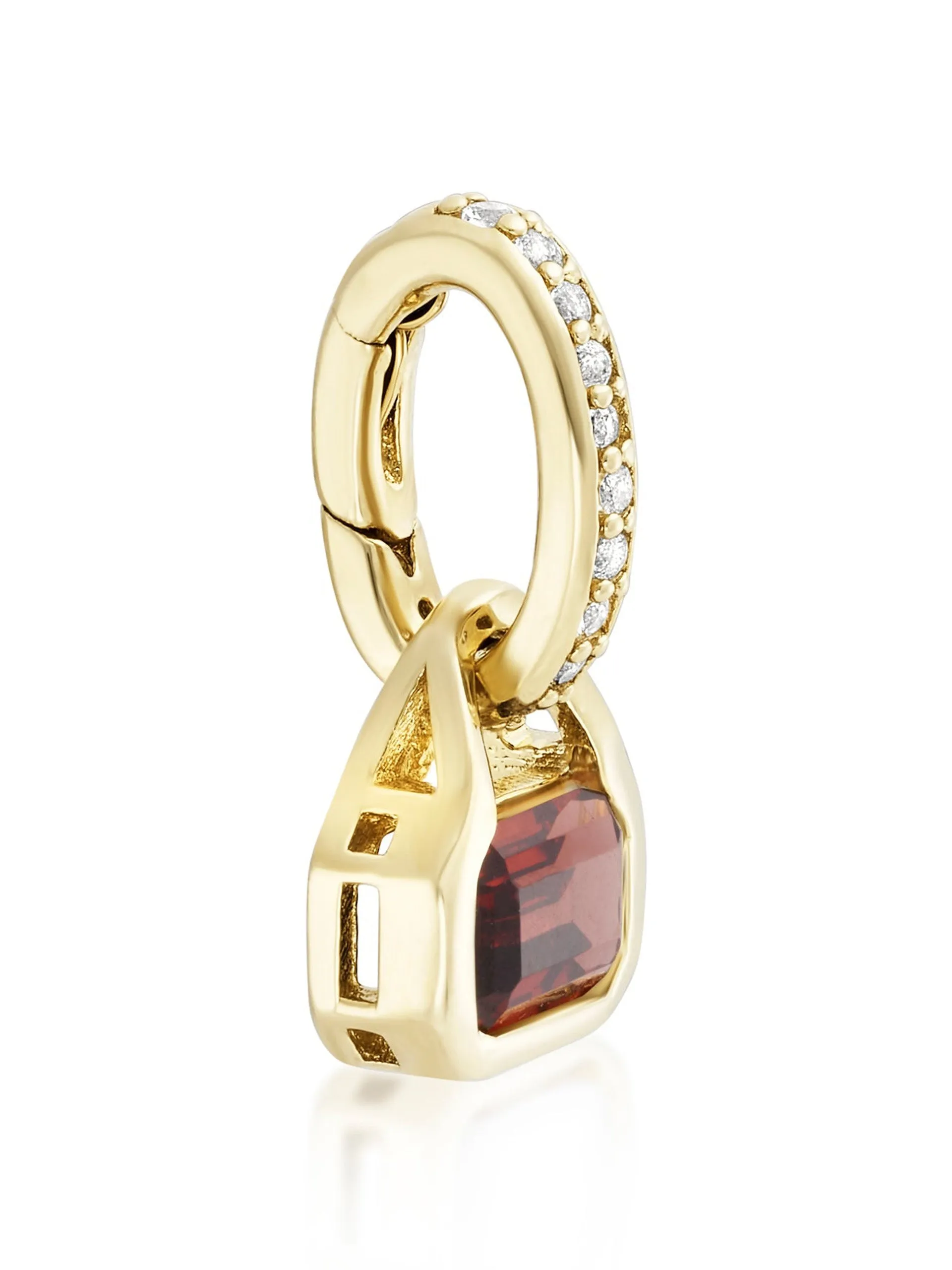 Garnet charm on carrier chain