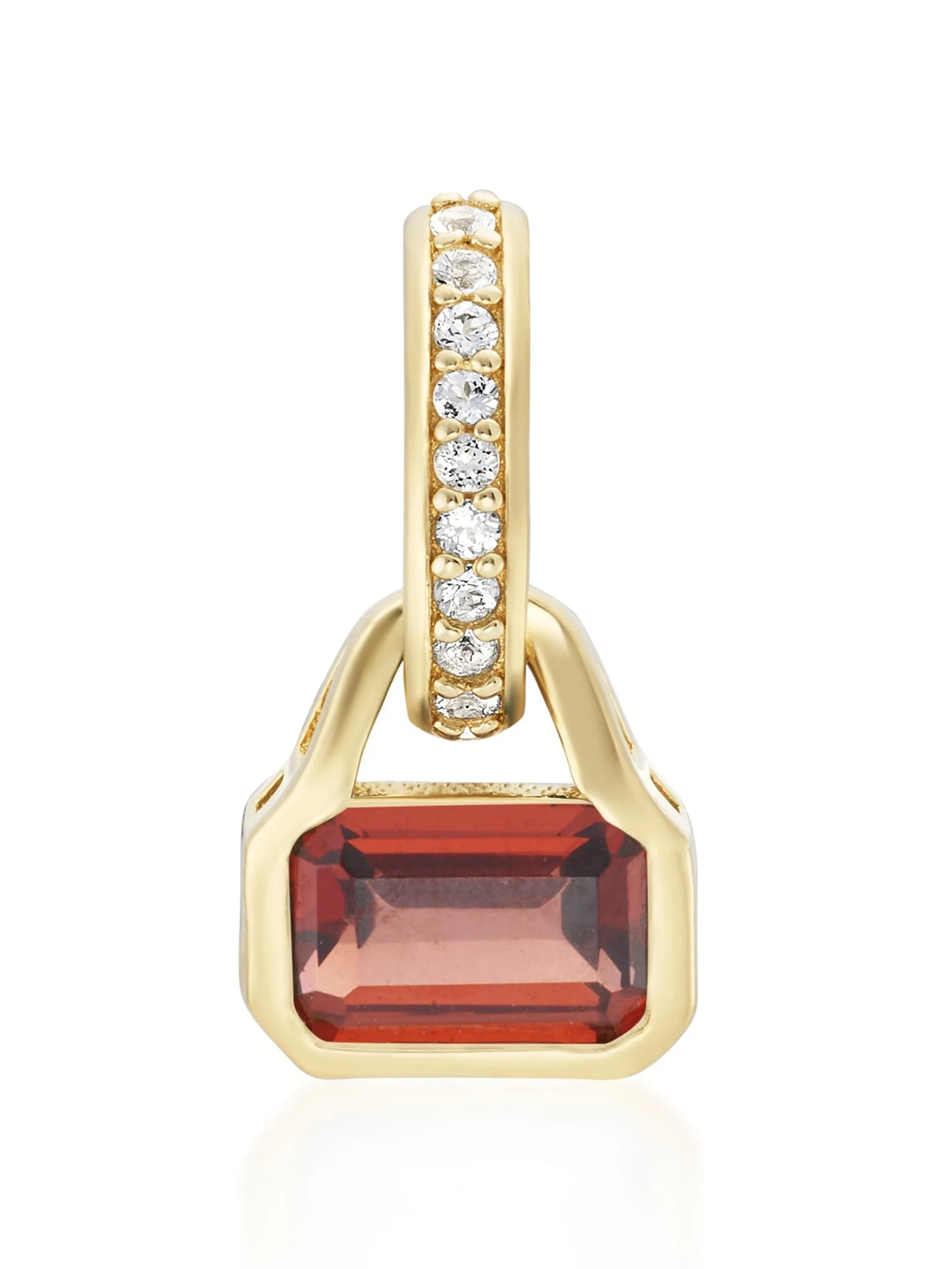 Garnet charm on carrier chain