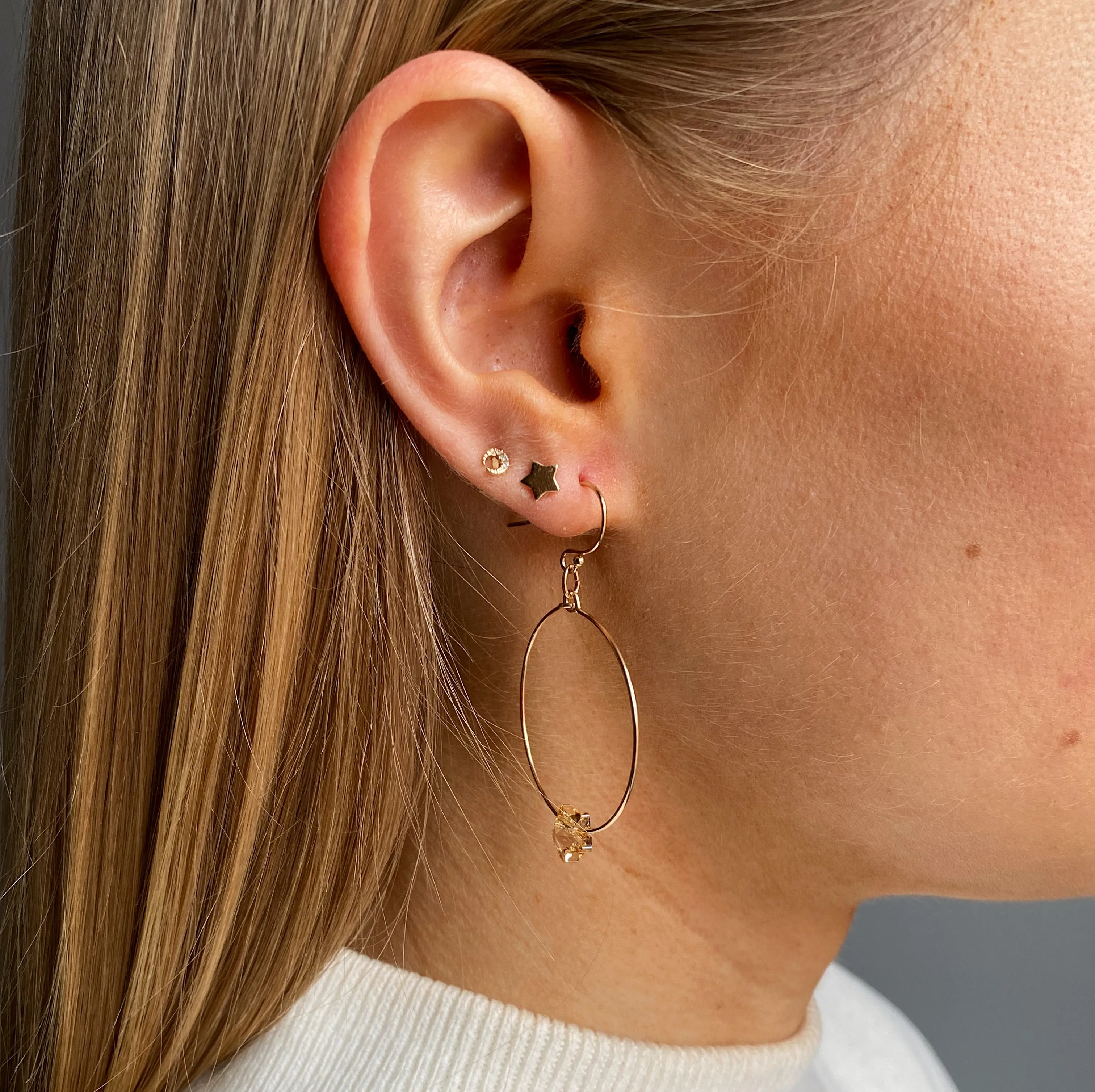Gold Filled Golden Shadow Star Hoop Earrings