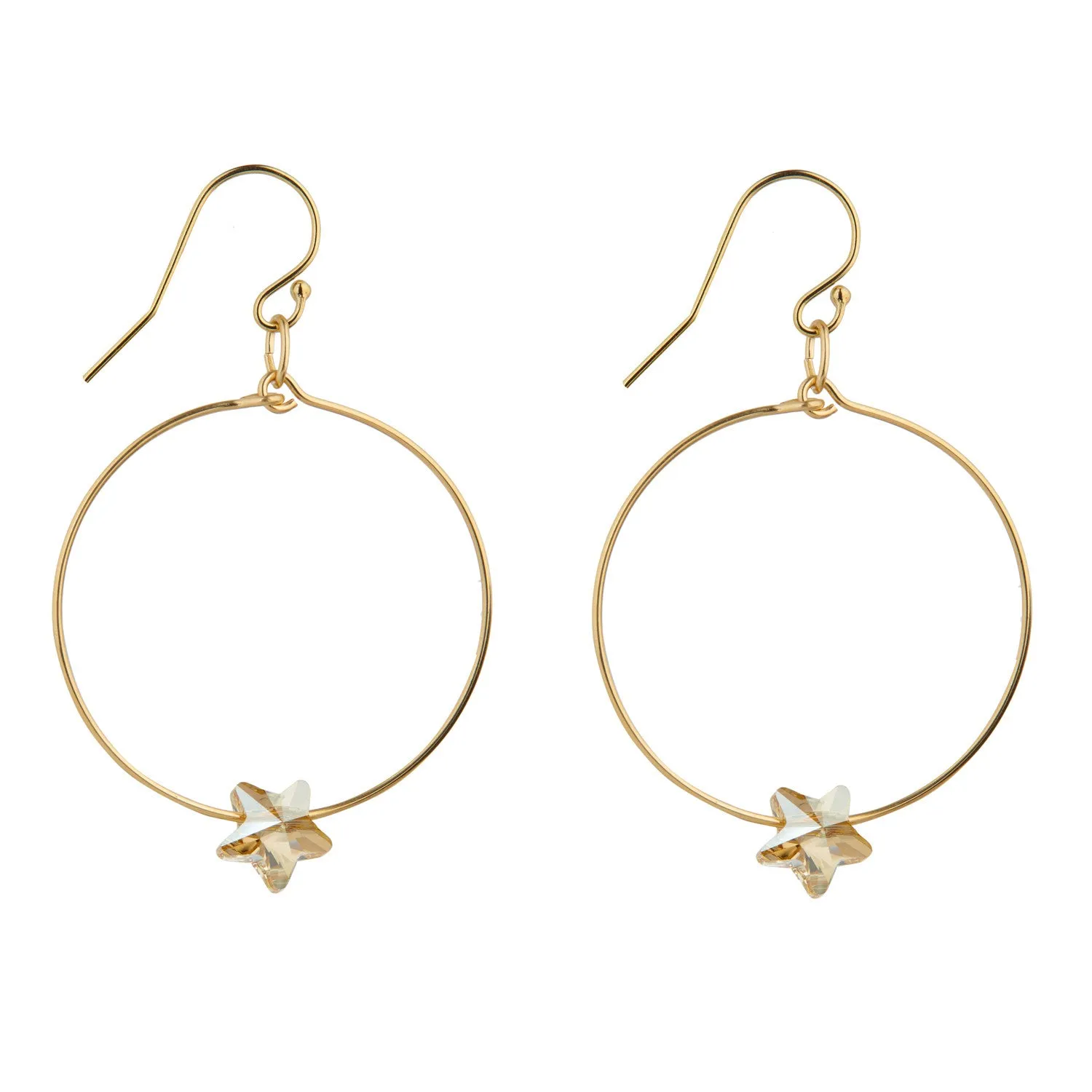 Gold Filled Golden Shadow Star Hoop Earrings