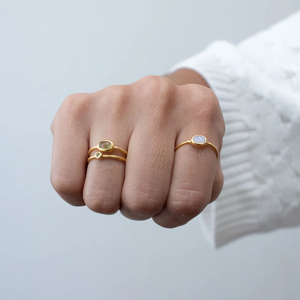 Gold Plated Peridot Oval Ring