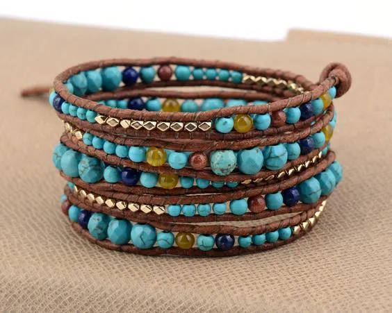 Graduated Stone Beads Boho Bracelet