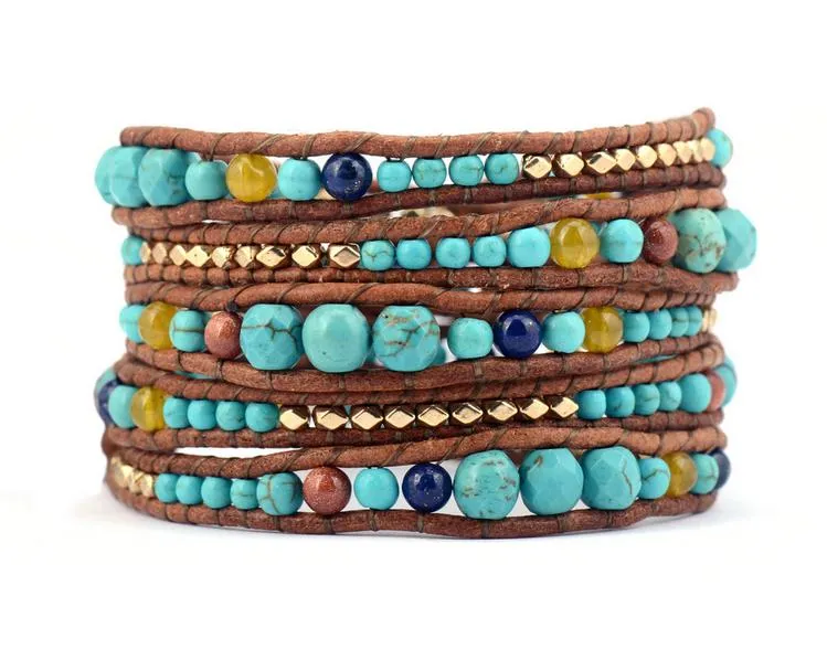 Graduated Stone Beads Boho Bracelet