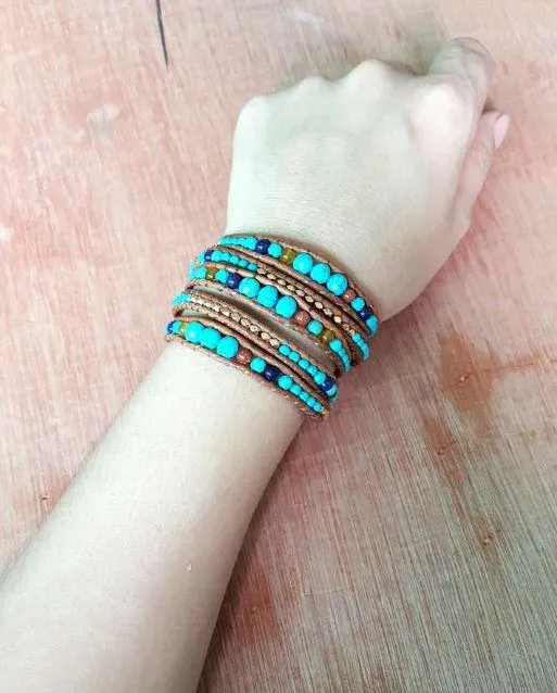 Graduated Stone Beads Boho Bracelet