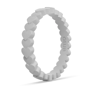 Heart Stackable Silicone Ring - Misty Grey