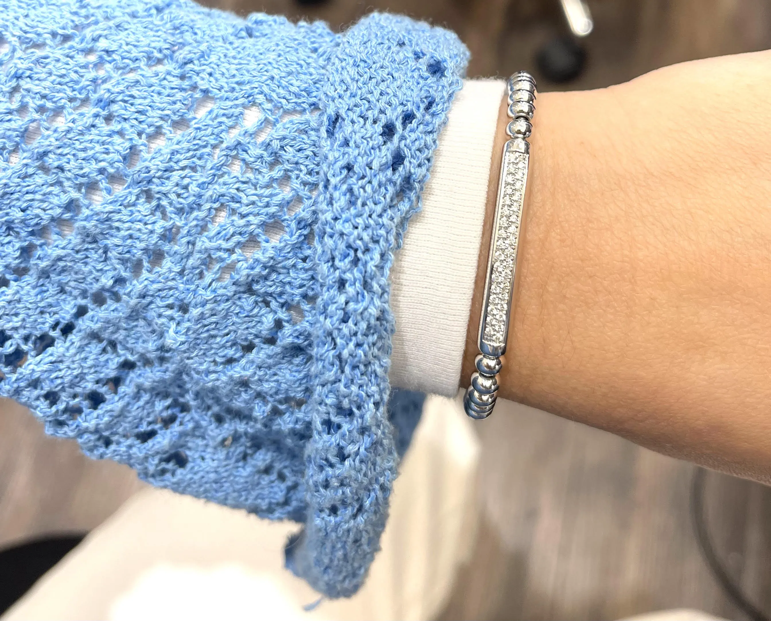 Hulchi Belluni ‘tresore’ Diamond Bar Stretch Bracelet (20372s)