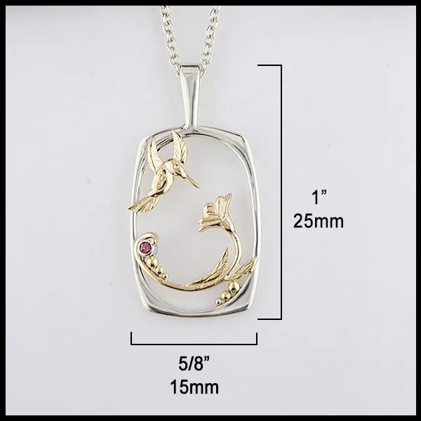 Hummingbird & Flower Pendant